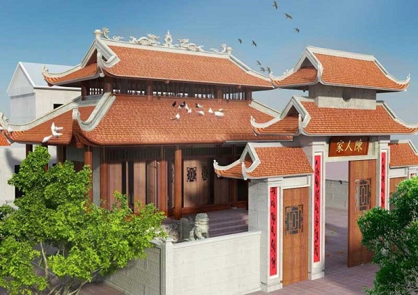 Thiết kế nhà thờ họ mái cong đậm chất kiến trúc Việt Nam